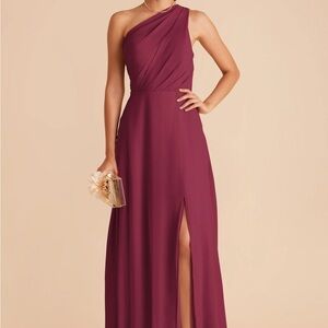 Elegant One-Shoulder Kira Chiffon Berry Dress